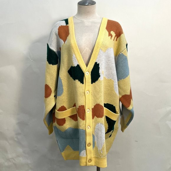 Obey Cardigan Sweater "Splatter" Butter - Picture 4 of 5